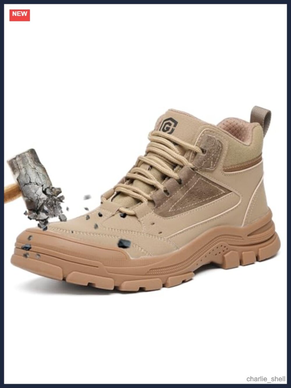 Steel Toe Work Boots Faux Leather Safety Shoes Slip Resistant Industrial